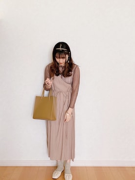 「apres jour（アプレジュール）のアイテム（バレエシューズ）」を使った、𝘮𝘢𝘴𝘩𝘶さん（レディース・160cm）の春コーディネート