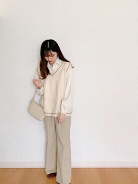 「byU（バイユー）のアイテム」を使った、𝘮𝘢𝘴𝘩𝘶さん（レディース・160cm）の春コーディネート