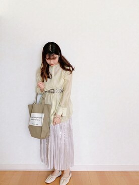 「apres jour（アプレジュール）のアイテム（バレエシューズ）」を使った、𝘮𝘢𝘴𝘩𝘶さん（レディース・160cm）の春コーディネート