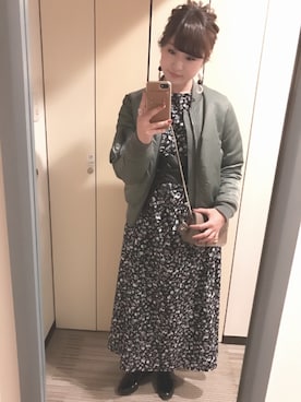 「シャツワンピ」｜「アイテム（MA-1）」を使った、akaa*さん（レディース・159cm）の冬コーディネート