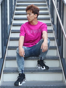 「REGIEVO（レジエボ）のアイテム」を使った、藤田誠樹さん（メンズ・175cm）の夏コーディネート