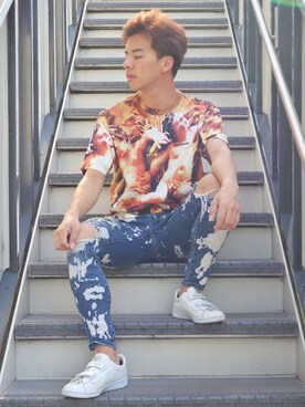 「REGIEVO（レジエボ）のアイテム」を使った、藤田誠樹さん（メンズ・175cm）の夏コーディネート