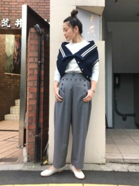 「マリンコーデ」｜「アイテム（その他シューズ）」を使った、BEAMS BOYさん（レディース・156cm）の春コーディネート
