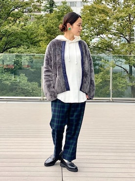 「BEAMS BOY（ビームスボーイ）のアイテム（ノーカラージャケット）」を使った、BEAMS BOYさん（レディース・156cm）の秋コーディネート