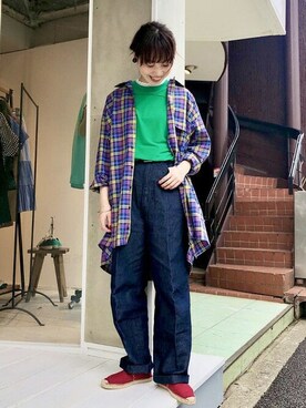 Individualized Shirts Beams Boy 別注 チェック ワイド ワンピースを使った人気ファッションコーディネート Wear