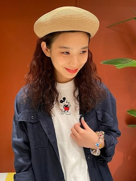 「ミッキー」｜「アイテム（ハンチング/ベレー帽）」を使った、BEAMS BOYさん（レディース・160cm）の夏コーディネート