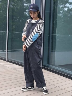 「NEWERA」｜「アイテム（オールインワン・サロペット）」を使った、BEAMS BOYさん（レディース・162cm）の夏コーディネート