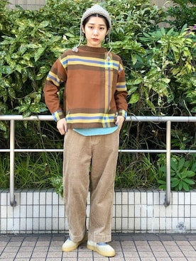 「タータンチェック」｜「アイテム（ニットキャップ/ビーニー）」を使った、BEAMS BOYさん（レディース・162cm）の秋コーディネート