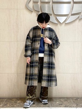 「BEAMS BOY（ビームスボーイ）のアイテム（ノーカラーコート）」を使った、BEAMS BOYさん（レディース・160cm）の秋コーディネート