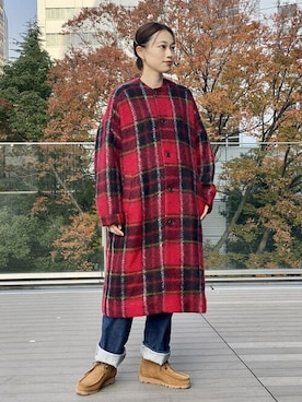 「BEAMS BOY（ビームスボーイ）のアイテム（ノーカラーコート）」を使った、BEAMS BOYさん（レディース・162cm）の冬コーディネート