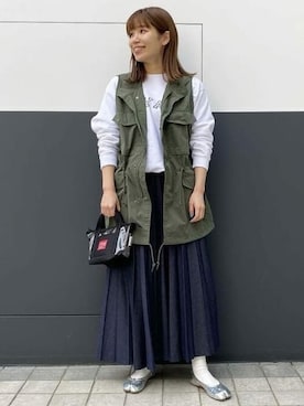 「BEAMS BOY（ビームスボーイ）のManhattan Portage × BEAMS BOY / 別注 クリア ミニ トートバッグ（トートバッグ）」を使った、BEAMS BOYさん（レディース・160cm）の冬コーディネート