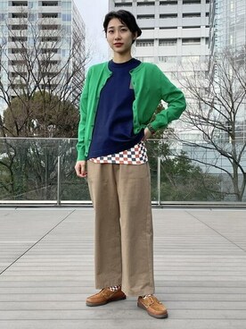 「LACOSTE」｜「アイテム（スウェットパンツ）」を使った、BEAMS BOYさん（レディース・162cm）の冬コーディネート
