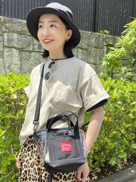 「BEAMS BOY（ビームスボーイ）のManhattan Portage × BEAMS BOY / 別注 クリア ミニ トートバッグ（トートバッグ）」を使った、BEAMS BOYさん（レディース・151cm）の夏コーディネート