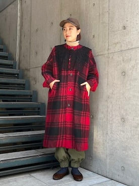 「BEAMS BOY（ビームスボーイ）のアイテム（ノーカラーコート）」を使った、BEAMS BOYさん（レディース・162cm）の秋コーディネート
