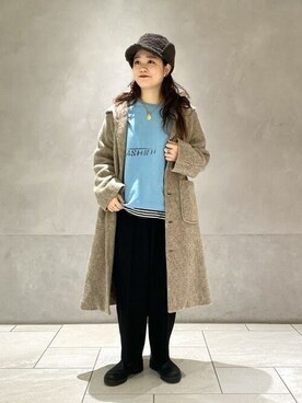 「BEAMS BOY（ビームスボーイ）のアイテム（ノーカラーコート）」を使った、BEAMS BOYさん（レディース・155cm）の秋コーディネート
