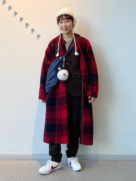 「ボーイッシュ」｜「アイテム（ノーカラーコート）」を使った、BEAMS BOYさん（レディース・153cm）の秋コーディネート