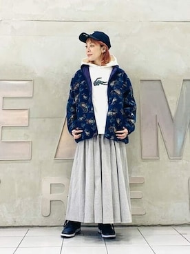 「LACOSTE」｜「アイテム（ブルゾン）」を使った、BEAMS BOYさん（レディース・160cm）の冬コーディネート