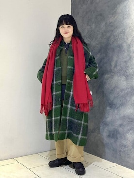 「BEAMS BOY（ビームスボーイ）のアイテム（ノーカラーコート）」を使った、BEAMS BOYさん（レディース・155cm）の冬コーディネート