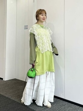 「BEAMS BOY（ビームスボーイ）のBEAMS BOY / 2WAY レース アームカバー（付け襟）」を使った、BEAMS BOYさん（レディース・161cm）の冬コーディネート