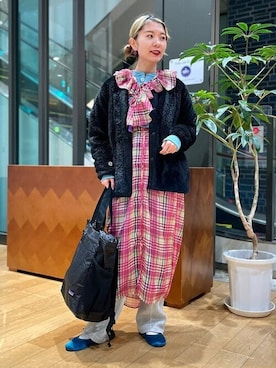 「BEAMS BOY（ビームスボーイ）のアイテム（ノーカラージャケット）」を使った、BEAMS BOYさん（レディース・162cm）の冬コーディネート