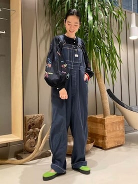 「新作」｜「アイテム（サロペット/オーバーオール）」を使った、BEAMS BOYさん（レディース・163cm）の冬コーディネート