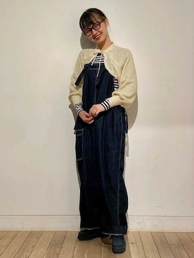 「新作」｜「アイテム（サロペット/オーバーオール）」を使った、BEAMS BOYさん（レディース・163cm）の冬コーディネート