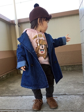 「ヒスミニ」｜「アイテム（ジャケット/アウター）」を使った、さーちゃんさん（キッズ・80cm）の冬コーディネート