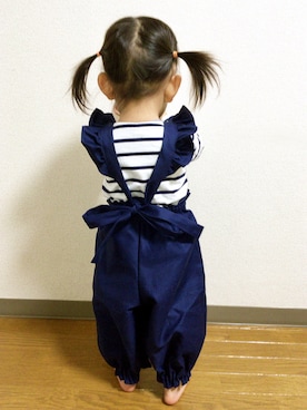 「プレゼント企画」｜「アイテム（オールインワン・サロペット）」を使った、さーちゃんさん（キッズ・80cm）の春コーディネート