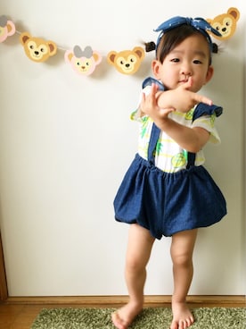 「アイテム（サロペット/オーバーオール）」を使った、さーちゃんさん（キッズ・90cm）の夏コーディネート