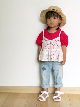 「アイテム（キャミソール）」を使った、さーちゃんさん（キッズ・90cm）の夏コーディネート