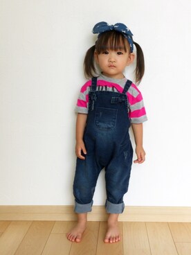 「SHIPS」｜「アイテム（オールインワン・サロペット）」を使った、さーちゃんさん（キッズ・90cm）の夏コーディネート