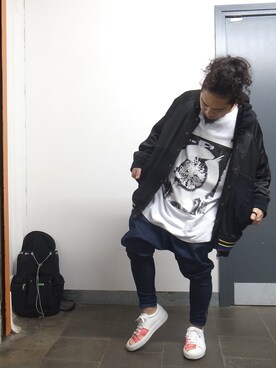 「FACETASM（ファセッタズム）のアイテム（ナイロンジャケット）」を使った、higeさん（メンズ・165cm）の春コーディネート