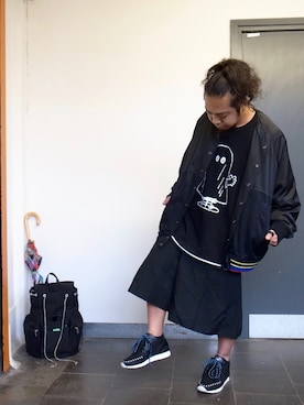 「FACETASM（ファセッタズム）のアイテム（ナイロンジャケット）」を使った、higeさん（メンズ・165cm）の春コーディネート
