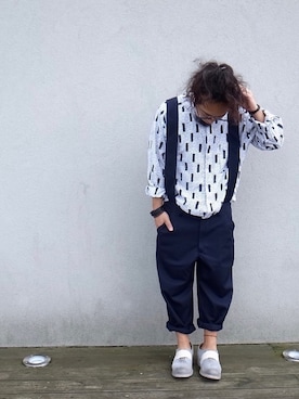 「COMME des GARCONS（コムデギャルソン）のアイテム（サロペット/オーバーオール）」を使った、higeさん（メンズ・165cm）の春コーディネート