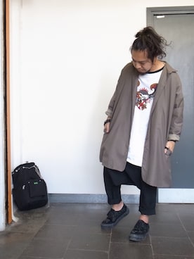 「FACETASM」｜「アイテム（ダウンジャケット/コート）」を使った、higeさん（メンズ・165cm）の春コーディネート