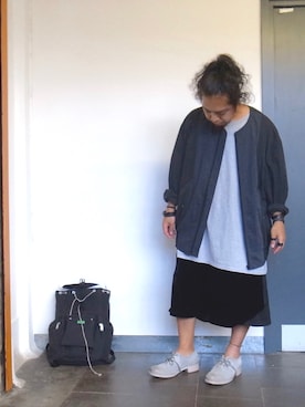 「FACETASM（ファセッタズム）のアイテム（ナイロンジャケット）」を使った、higeさん（メンズ・165cm）の夏コーディネート