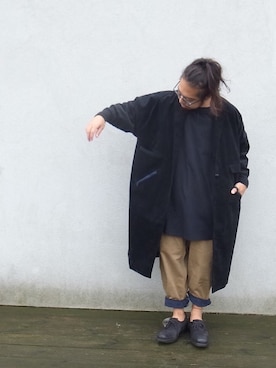 「oversize」｜「アイテム（チェスターコート）」を使った、higeさん（メンズ・165cm）の秋コーディネート