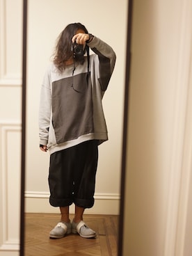 「my beautiful landlet（マイビューティフルランドレット）のアイテム（スウェット）」を使った、higeさん（メンズ・165cm）の秋コーディネート