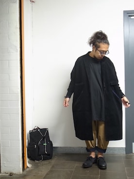 「oversize」｜「アイテム（チェスターコート）」を使った、higeさん（メンズ・165cm）の秋コーディネート