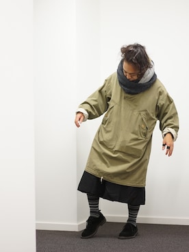 「oversize」｜「アイテム（ミリタリージャケット）」を使った、higeさん（メンズ・165cm）の冬コーディネート