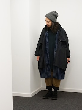 「oversize」｜「アイテム（チェスターコート）」を使った、higeさん（メンズ・165cm）の冬コーディネート