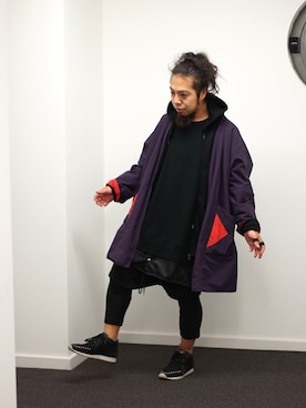 「oversize」｜「アイテム（ナイロンジャケット）」を使った、higeさん（メンズ・165cm）の春コーディネート