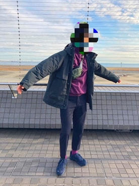 「プラスJ」｜「アイテム（ダウンジャケット/コート）」を使った、たんぺさん（メンズ・182cm）の冬コーディネート
