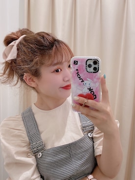 「one after another NICE CLAUP（ワンアフターアナザーナイスクラップ）のアイテム（ジャンパースカート）」を使った、Asuka🧁さん（レディース・153cm）の夏コーディネート