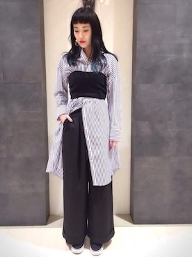 「HARE（ハレ）のアイテム（シャツワンピース）」を使った、OGATAさん（レディース・164cm）の冬コーディネート