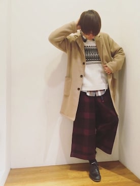 「SEVENDAYS=SUNDAY（セブンデイズサンデイ）のアイテム（チェスターコート）」を使った、Kazumaさん（メンズ・172cm）の冬コーディネート