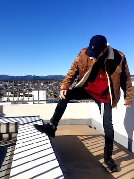 「SEVENDAYS=SUNDAY（セブンデイズサンデイ）のアイテム（デニムジャケット）」を使った、Kazumaさん（メンズ・172cm）の冬コーディネート