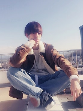「SEVENDAYS=SUNDAY（セブンデイズサンデイ）のアイテム（デニムジャケット）」を使った、Kazumaさん（メンズ・172cm）の冬コーディネート