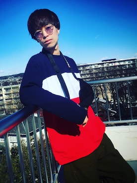 「FILA（フィラ）のアイテム（スウェット）」を使った、Kazumaさん（メンズ・172cm）の冬コーディネート