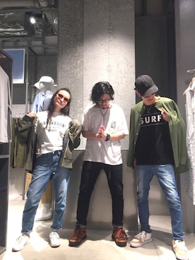 「koe（コエ）のアイテム（MA-1）」を使った、Kazumaさん（メンズ・172cm）の春コーディネート
